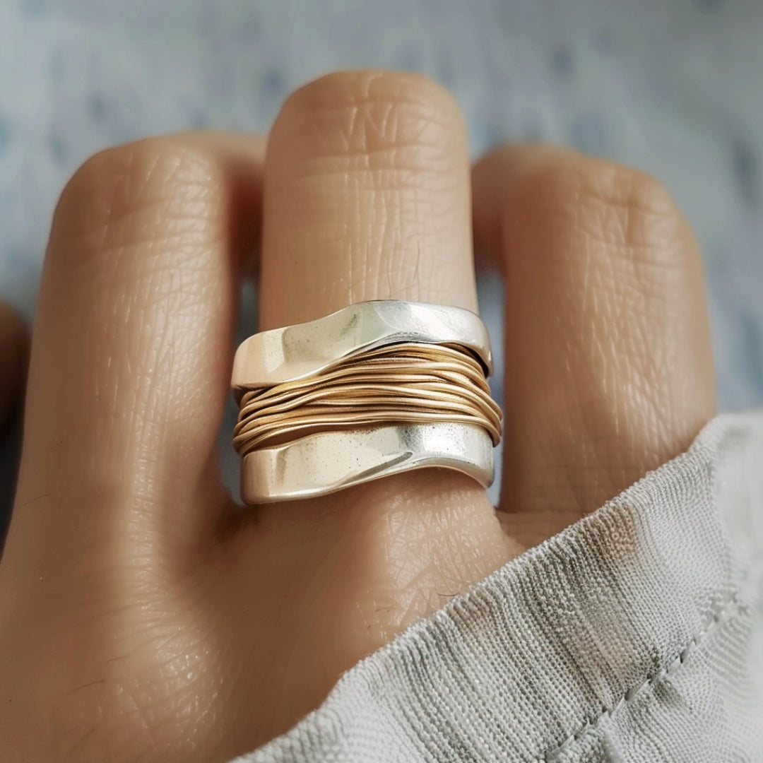 Sølv og Gull Innpakket Ring