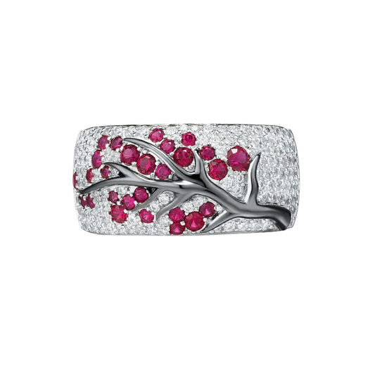 Rubin Blossom Tree Ring | Hvitt Gull