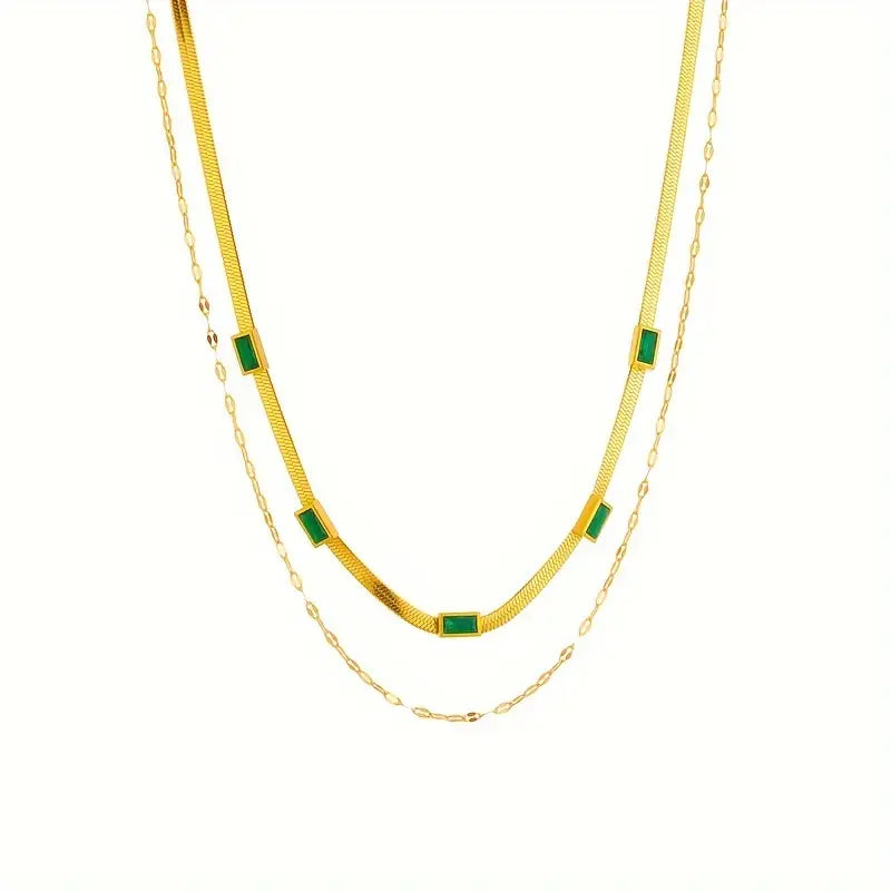 Sister Gem Double-Layer Retro Halskjede | Gull