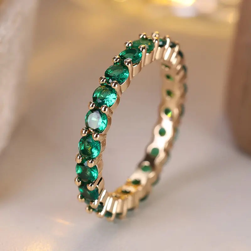 Gull Smaragd Evighet Ring