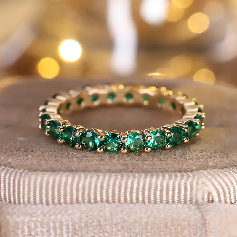 Gull Smaragd Evighet Ring