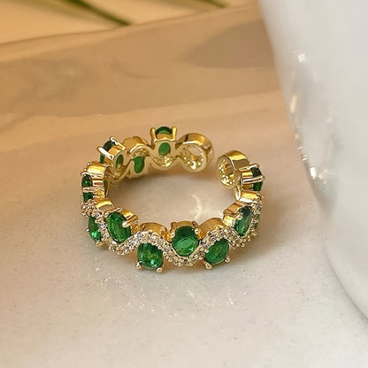 Calira Sparkling Smaragd Åpen Ring | Gull