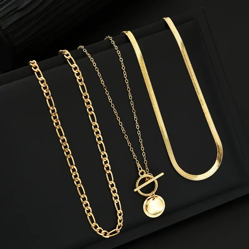 Savira Textured Coin Lagdelt Halskjede | Gull