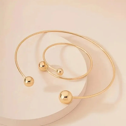 Minimalistisk Glow Collar & Cuff Armbånd Sett | Gull