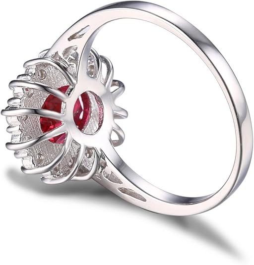 Klassisk Rubin Halo Ring | Hvitt Gull