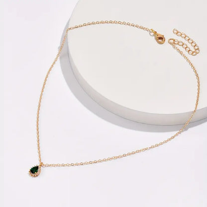 Gull Smaragd Dråpe Halskjede