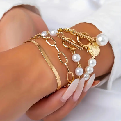 Premium Lagdelt Perle Armbånd Sett