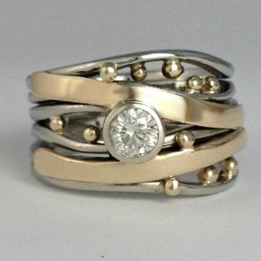Sølv og Gull Bezel Wrap Ring