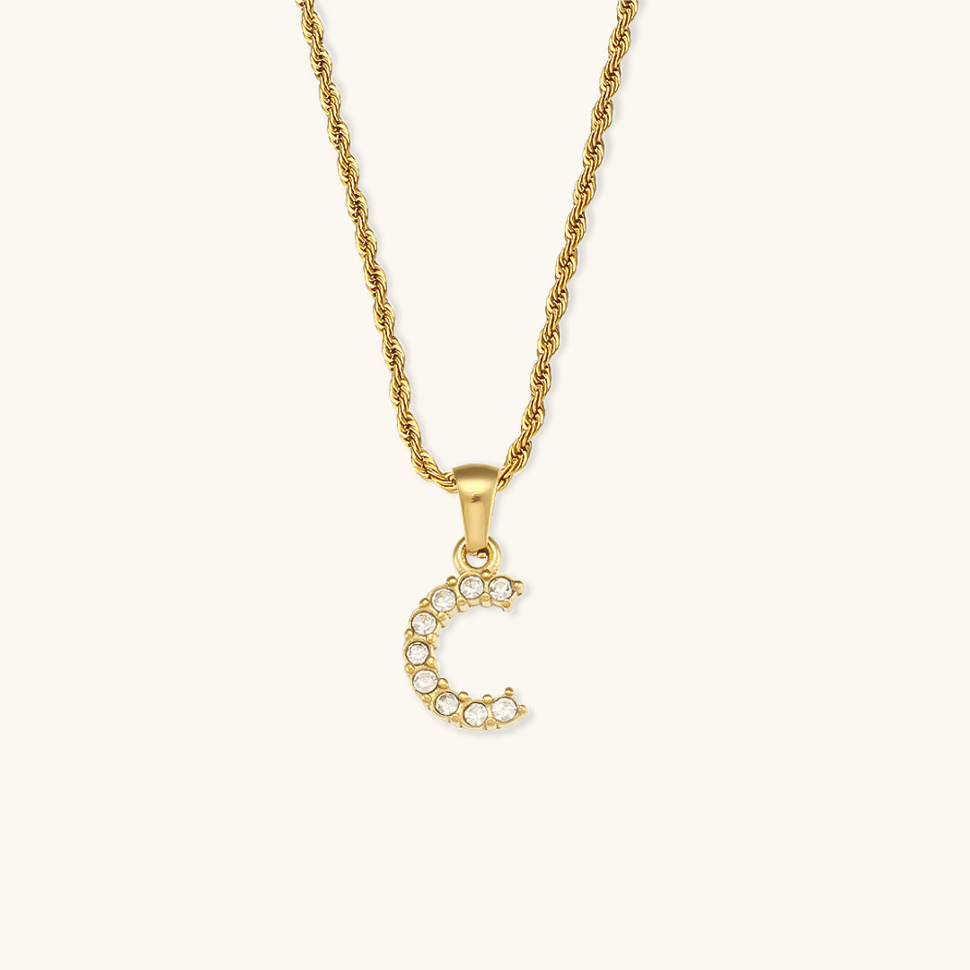 Maeve Bokstav Initial Diamant Halskjede