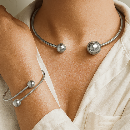 Minimalistisk Glow Collar & Cuff Armbånd Sett | Gull