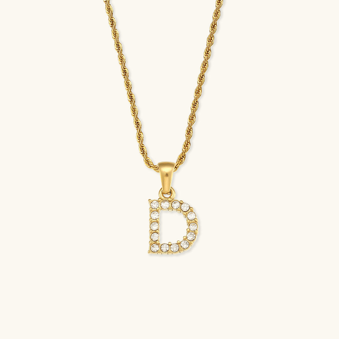 Maeve Bokstav Initial Diamant Halskjede