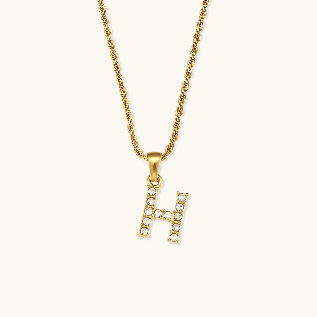 Maeve Bokstav Initial Diamant Halskjede