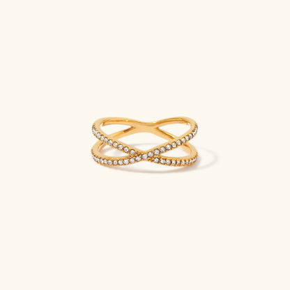 Nia Gull Diamant Kors Ring