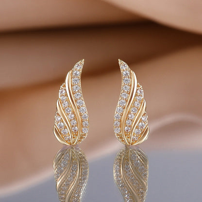 Moderne Leaf Pavé Øredobber | Gull