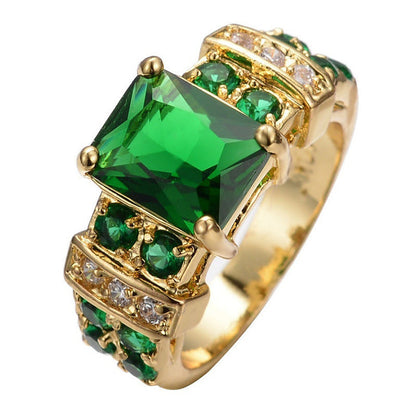 Gull Smaragd Geometrisk Ring