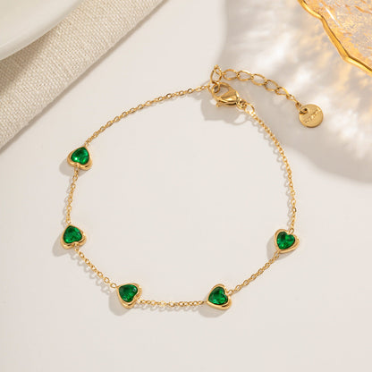 Francia Grønn Hjerte Armbånd