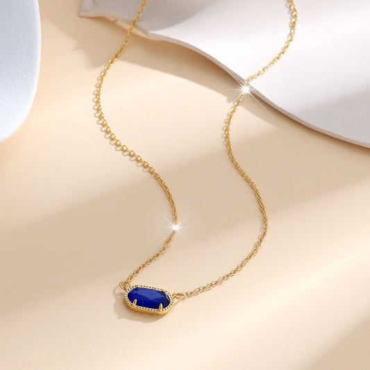 Klassisk Oval Safir Halskjede | Gull