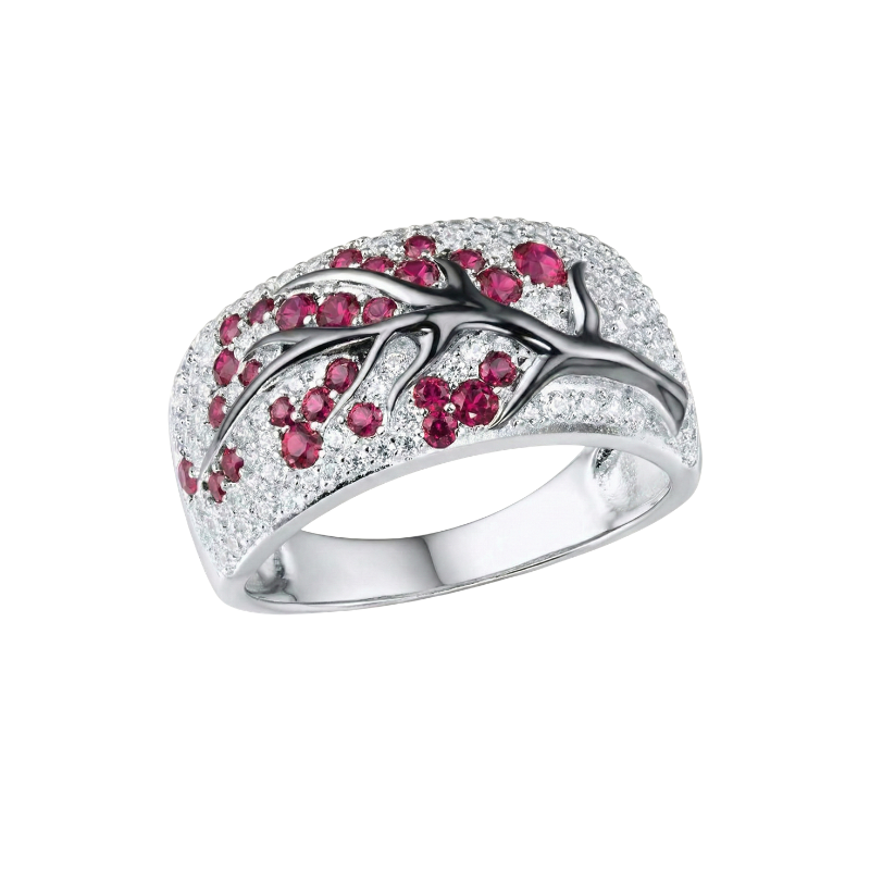 Rubin Blossom Tree Ring | Hvitt Gull