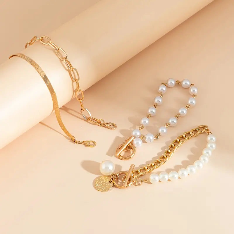 Premium Lagdelt Perle Armbånd Sett