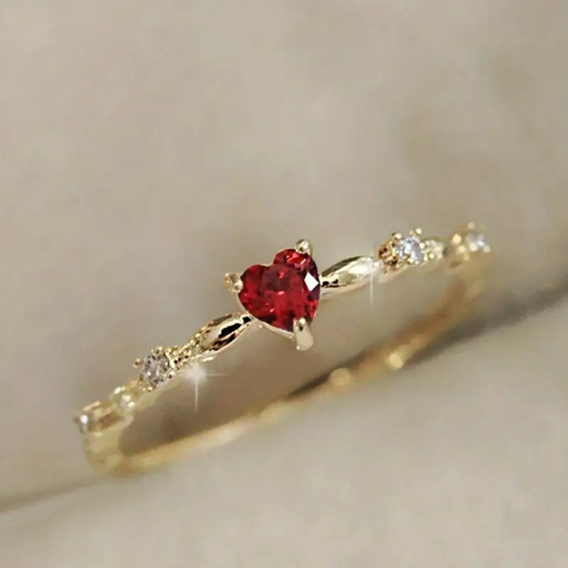 Gull Rubin Hjerte Ring