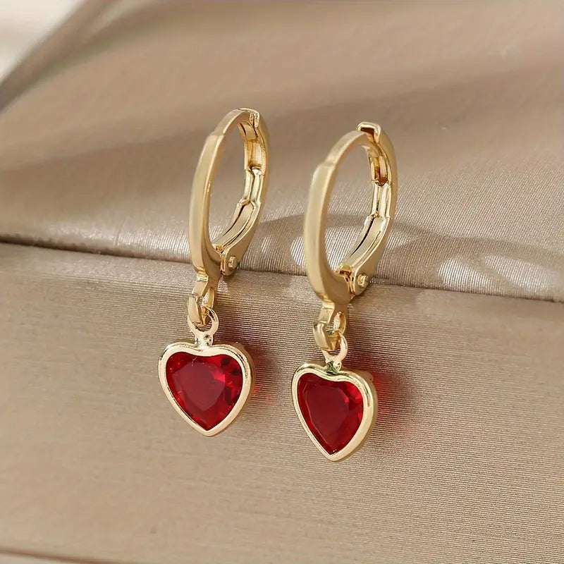 Gull Rubin Hjerte Drop Øredobber