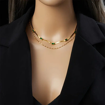 Sister Gem Double-Layer Retro Halskjede | Gull
