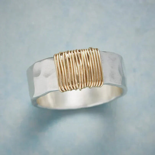 Sølv og Gull Wire Innpakket Ring